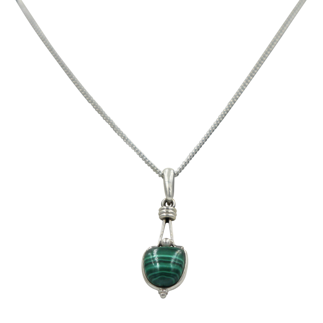  Single Malachite Stone Split Bale sterling Silver Pendant