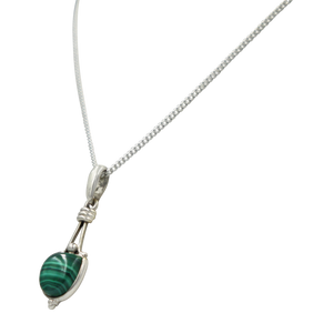  Single Malachite Stone Split Bale sterling Silver Pendant