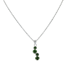 Load image into Gallery viewer, Sundari four round stone in Green Zirconia silver pendant.
