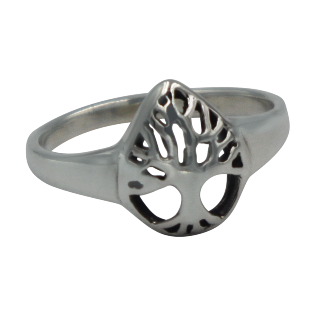 Tree of life Drop Shape Sterling Silver Ring