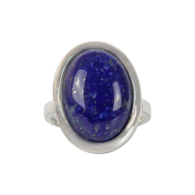 Handcrafted  Sterling Silver ring with a big oval shape Lapis lazuli stone. 