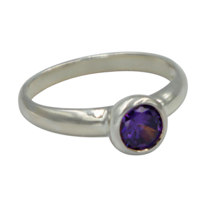 Sundari round Amethyst Cubic Zirconia Sterling silver ring