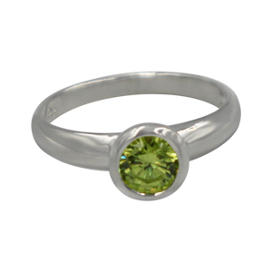 Sundari round Peridot Cubic Zirconia Sterling silver ring