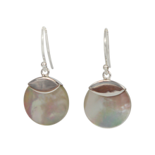 Load image into Gallery viewer, Elegant shell and coral dangle earrings clasped in sterling silver
